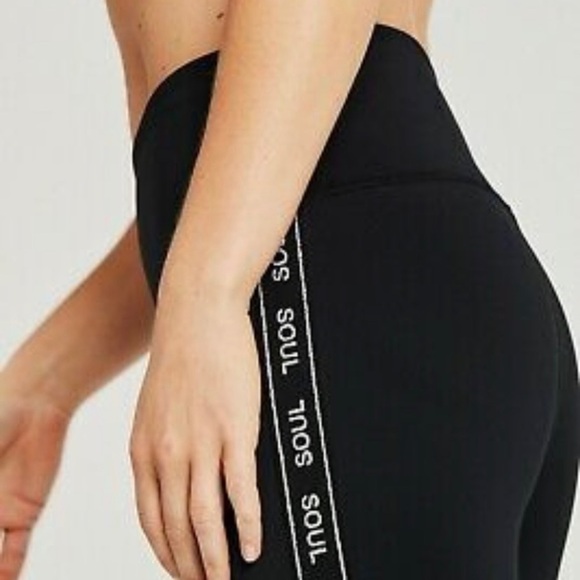 SoulCycle Lurex Core Shine Side Logo Stripe 7/8 High Waist Black Leggings - Picture 7 of 10